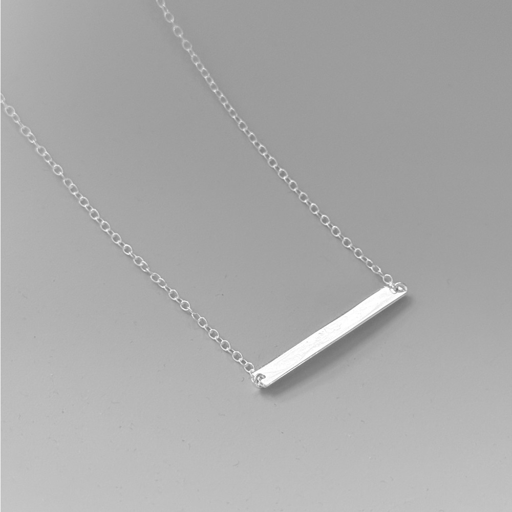 925 Sterling Silver Polished Bar Necklace! NEW! - Picture 3 of 6